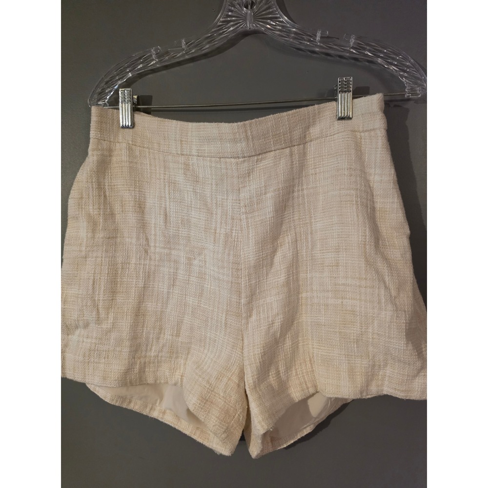Abercrombie & Fitch Cream Peach Tweed High Waisted Shorts Size M Side Zip